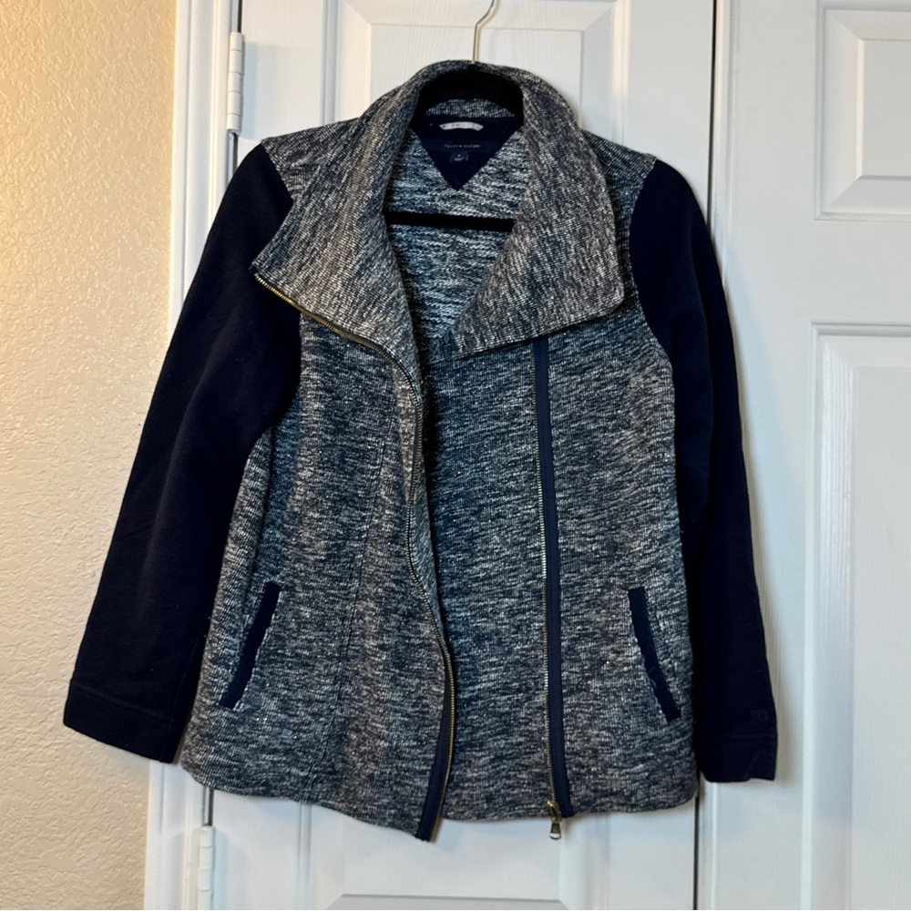 TOMMY HILFIGER Athluxe Asymmetrical Full Zip Athletic Jacket Women Size M Pocket